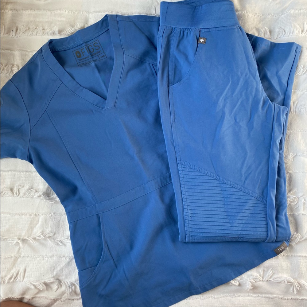 Figs Ceil Blue Moto Scrub Set XXS